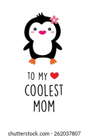 to my love coolest mom penguin greeting card