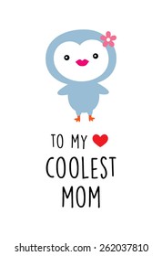 to my love coolest mom penguin greeting card