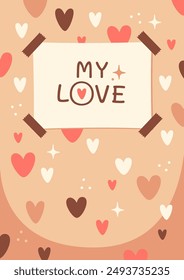 My Love Hearts Card Vector Illustration