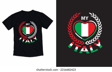 My Love Italy, Typography Italy T-shirt Design