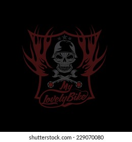 my lovely bike auto crest with skull in helmet