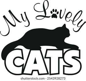 My lovely cats. Design for a sticker. Vector