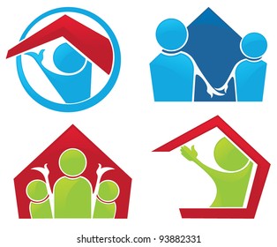 my lovely home vector collection of homes and families