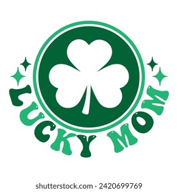 In My Lucky Mom Era pocket groovy aesthetic design for st. Patrick's day. Patricks day gifts.
