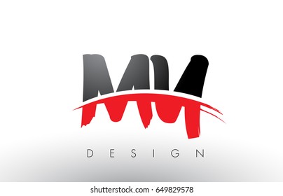 MY M Y Brush Logo Letters Design with Red and Black Colors and Brush Letter Concept.