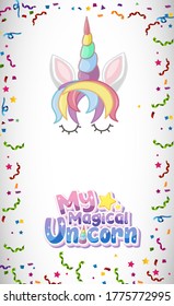 My magical unicorn logo in pastel color with blank background illustration