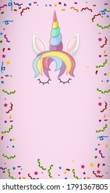 My magical unicorn logo in pastel color with blank background illustration
