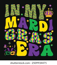 Em meu Mardi Gras era engraçado retro Groovy t shirt Design