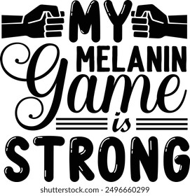 My melanin game is strong - Charming vector banner featuring a girl with flying pink paper hearts. A symbol of love on a pristine white background, suitable for greeting cards, mugs, and various