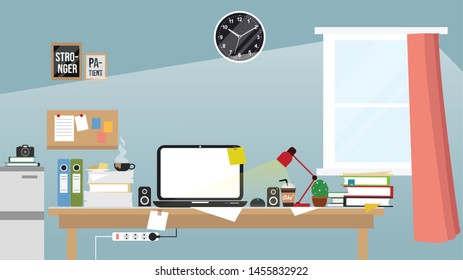 My Messy Work Table Vector: vector de stock (libre de regalías ...