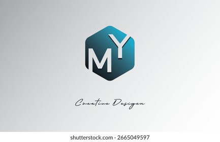 MY Minimal Polygon Shape Abstract Negative Space Symbol for Branding Use"