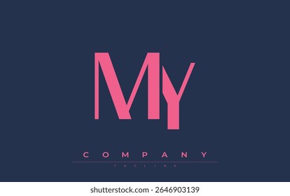 MY Modern Initials Logo Design. Branding logo with stylized initials showcasing bold design and modern aesthetic. Ideal for professional business branding or creative projects focusing on minimalistic