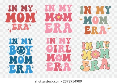 
In My Mom Era Retro Mom Era T-Shirt Design Perfect Mother's Day Shirt.In my mom's era retro style set of in my mom era shirt bulk t-shirt design
