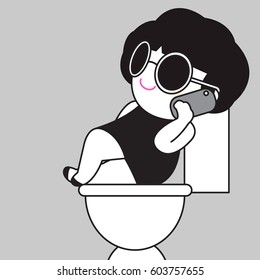 My Monday Business Talk In The Toilet Concept Card Character illustration