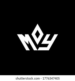Logo de MI monograma con forma de corona plantilla de diseño de estilo de lujo