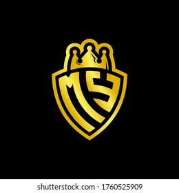 MY monogram logo with shield and crown style design template isolated on black background