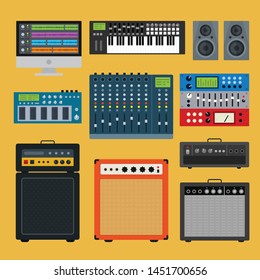 My Music Studio Instrument Flat Design