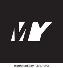 MY negative space letter logo black background