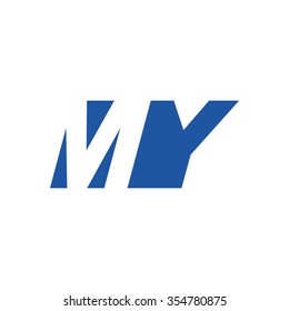 MY negative space letter logo blue