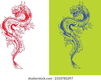 my new art dragon illustration design