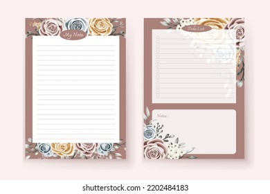 My Note And To Do List With Floral Template