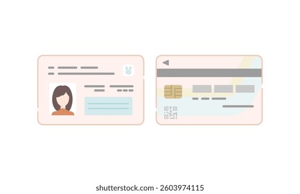 My Number ID Card Front and Back – Flat Vector Icon Set for Identity Verification