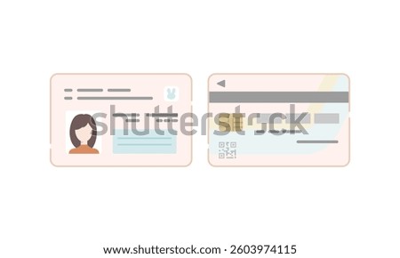 My Number ID Card Front and Back – Flat Vector Icon Set for Identity Verification
