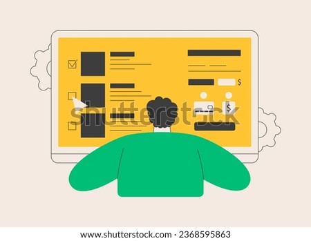 My orders list abstract concept vector illustration. Shopping list ID, customer name, add items to cart, ecommerce website menu, online store, curbside pickup, shopping cart abstract metaphor.