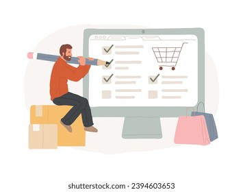 My orders list isolated concept vector illustration. Shopping list ID, customer name, add items to cart, ecommerce website menu, online store, curbside pickup, shopping cart vector concept.