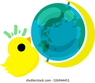 My original illustration of cute domestic fowl and chick