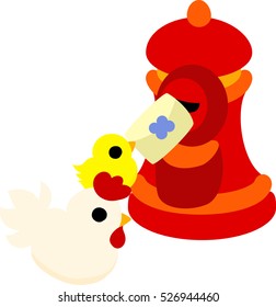 My original illustration of cute domestic fowl and chick