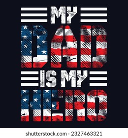 My papa is my Hero , Father's Day T-Shirt Design