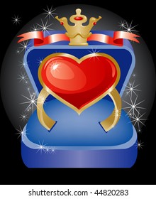 For my queen Ring with a stone in the form of heart, in a box