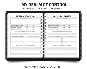 My Realm Of Control Logbook Or Notebook Journal Kdp Planner Control Printable Interactive Worksheet Journal Inserts Planner Notebook Template Therapy Psychology Mental Health School Counseling Tools