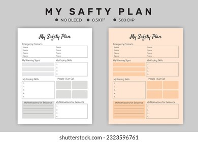 My Safety Plan Logbook, Notebook, Journal Kdp Template Planner