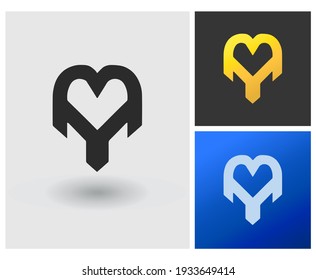 MY simple letter initial logo creative heart love shape