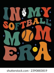 In My Softball Era Retro, Typography, Cutting File, Cricut, Silhoutte, Pod, Era T-shirt,Commercial Use, Softball Era Png, Softball Lover Mom , Softball Shirt Gift  svg