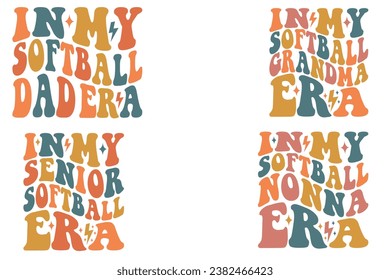 In My softball Nona Era, In My softball dad Era, In My softball senior Era, In My softball grandma Era retro wavy t-shirt