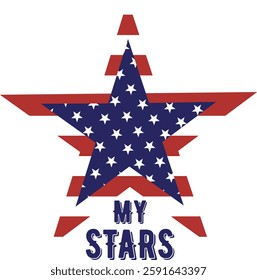 My Stars Patriotic American Star Design Vector