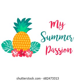 My Summer passion card with juicy pineapple and flowers