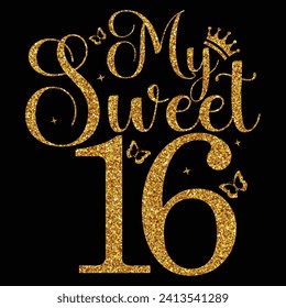 My sweet 16, Designs Bundle, Streetwear T-shirt Designs Artwork Set, Graffiti Vector Collection for Apparel and Clothing Print.