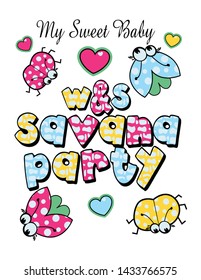 my sweet ladybug  design print vector