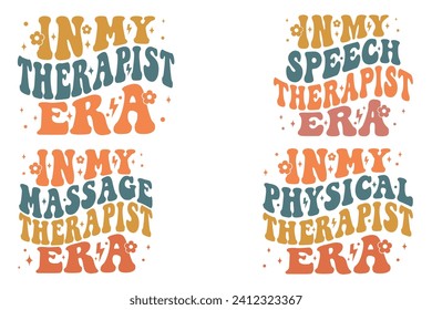  In My Therapist Era, In My Speech Therapist Era, In My Massage Therapist Era, In My Physical Therapist Era retro T-shirt