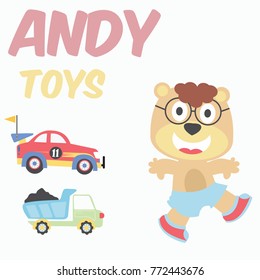 my toys, vector cartoon illustration