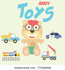 my toys, vector cartoon illustration