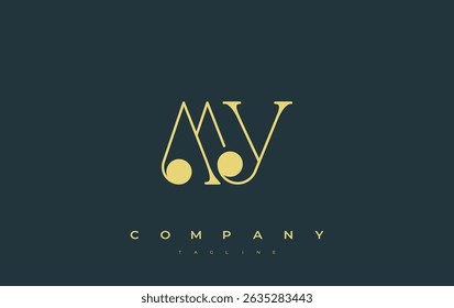 MY Typography Diseño de Logo. Representación de diseño de monograma con estilo que presenta las letras M e Y combinadas en un estilo artístico característico, ofreciendo una representación visual única y creativa.