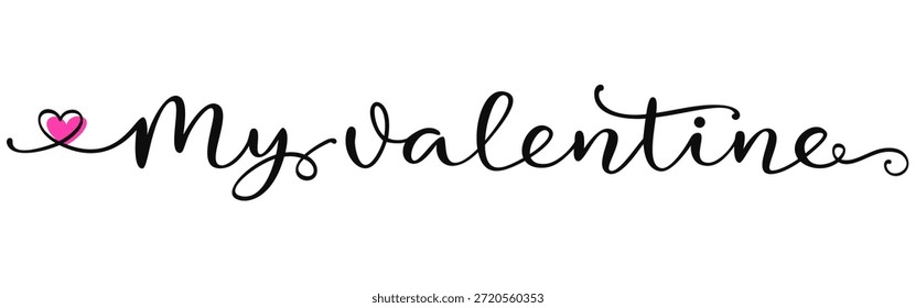 My Valentine Script Calligraphy with Heart