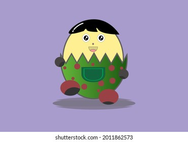 Mi diseño gráfico vectorial hizo un lindo vector de caracteres con una camiseta de melón de agua con el nombre de huevo de piedra