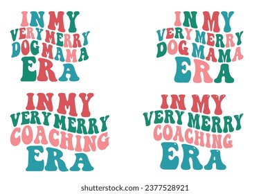  In my very merry dog mama era, in my very merry coaching era merry Christmas retro wavy T-shirt