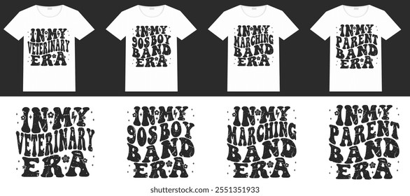 In my veterinary era, in my 90s boy band era, in my marching band era, In My Band Parent Era retro T-shirt